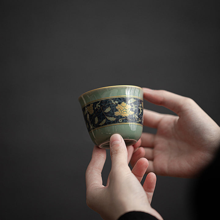 Buddha Stones蝶 花 蓮 鯉 梅 陶器 ティーカップ カンフー ティーカップ 100ml