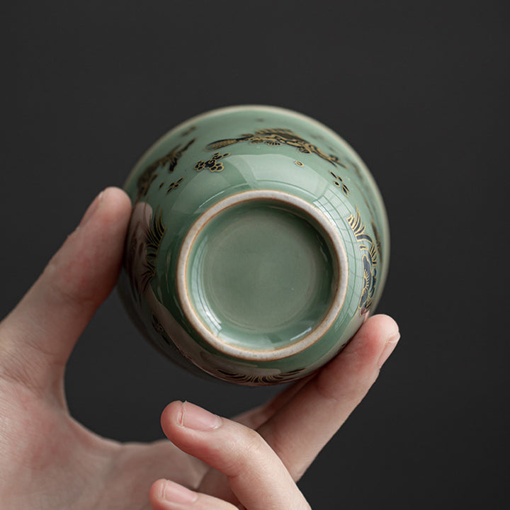 Buddha Stones蝶 花 蓮 鯉 梅 陶器 ティーカップ カンフー ティーカップ 100ml