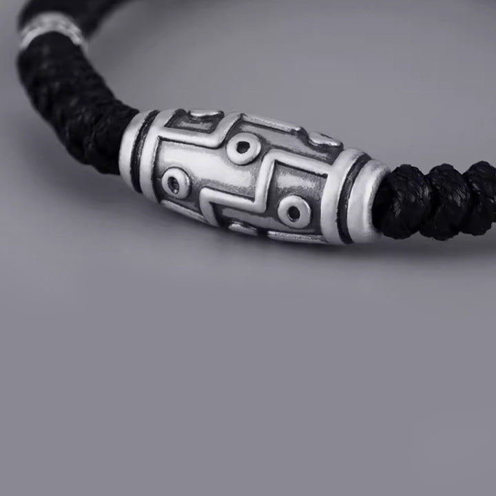 Buddha Stones999 スターリングシルバー 九眼 Dzi ビーズパターン 祝福ロープブレスレット