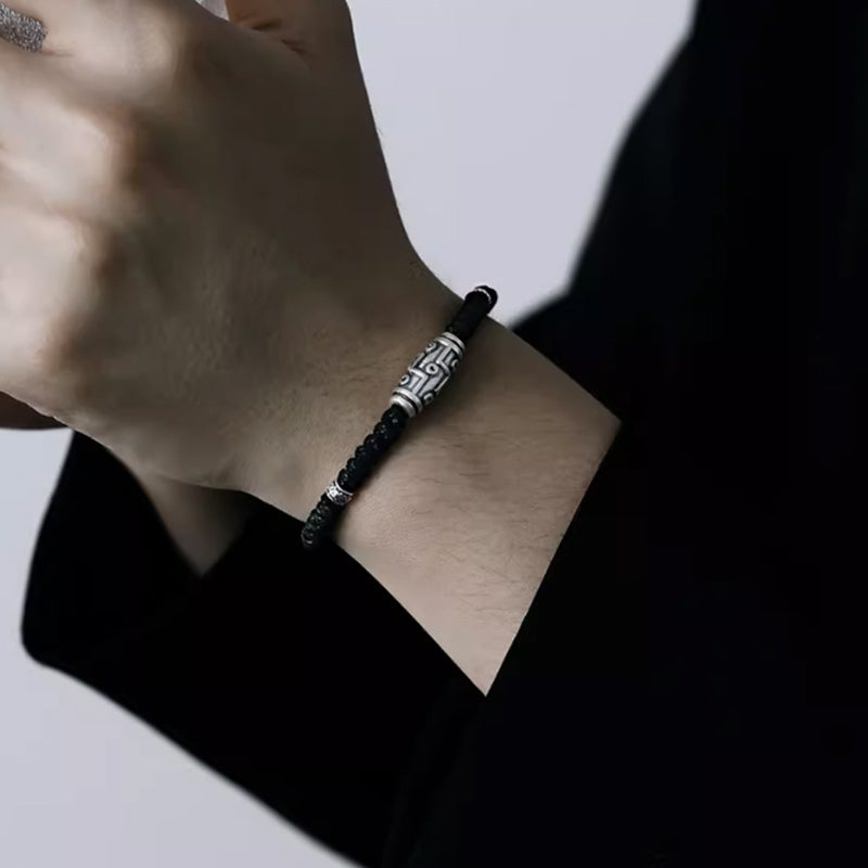 Buddha Stones999 スターリングシルバー 九眼 Dzi ビーズパターン 祝福ロープブレスレット