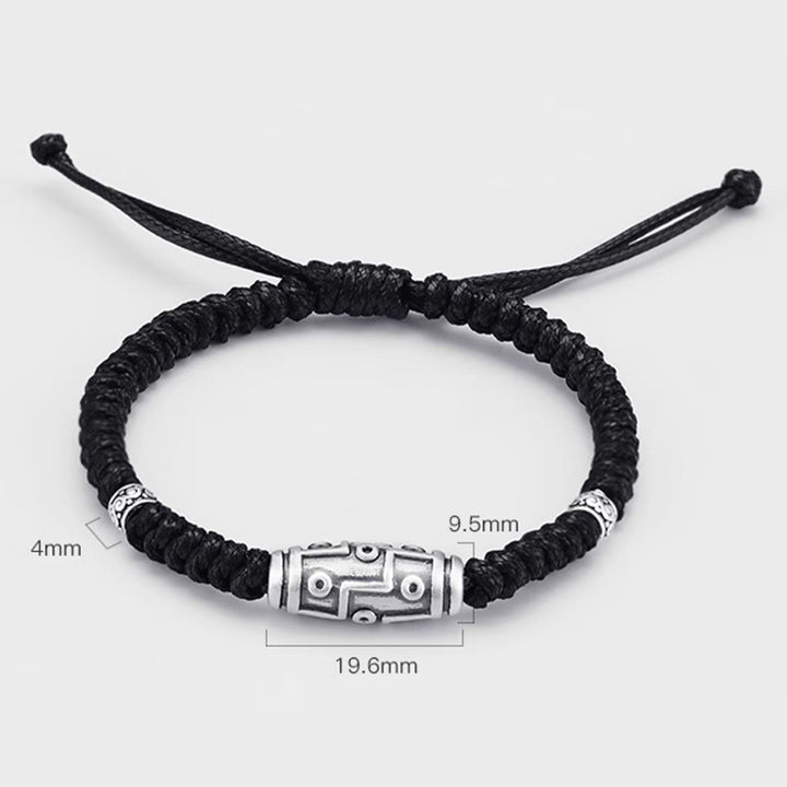 Buddha Stones999 スターリングシルバー 九眼 Dzi ビーズパターン 祝福ロープブレスレット