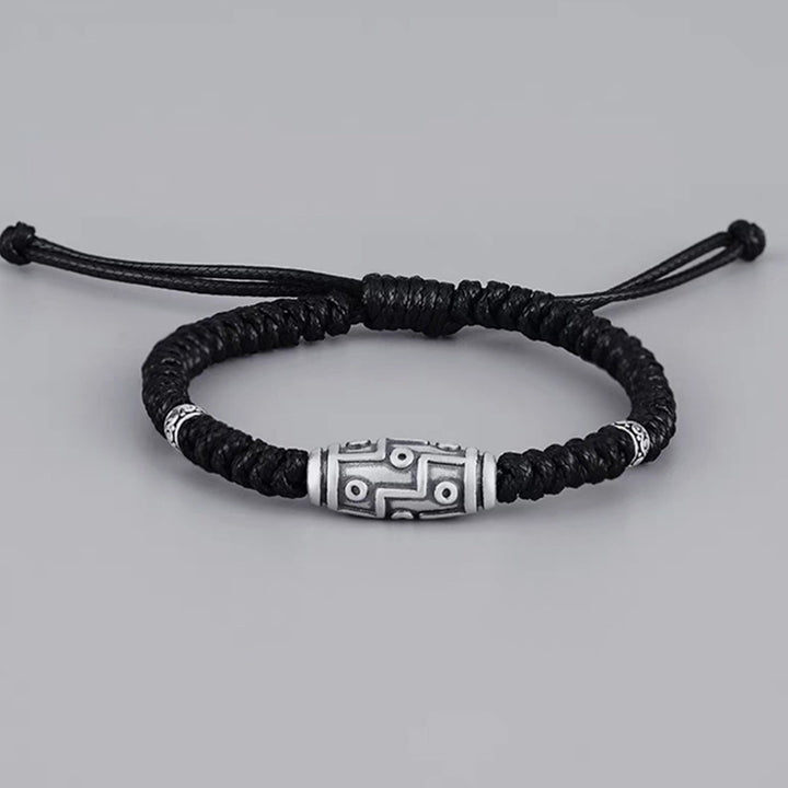 Buddha Stones999 スターリングシルバー 九眼 Dzi ビーズパターン 祝福ロープブレスレット