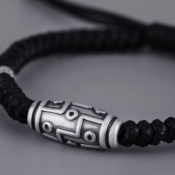 Buddha Stones999 スターリングシルバー 九眼 Dzi ビーズパターン 祝福ロープブレスレット