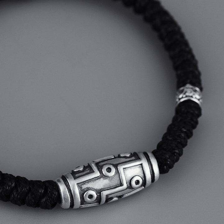 Buddha Stones999 スターリングシルバー 九眼 Dzi ビーズパターン 祝福ロープブレスレット