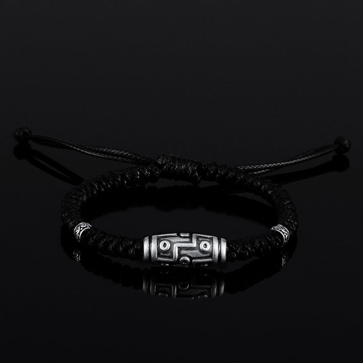 Buddha Stones999 スターリングシルバー 九眼 Dzi ビーズパターン 祝福ロープブレスレット