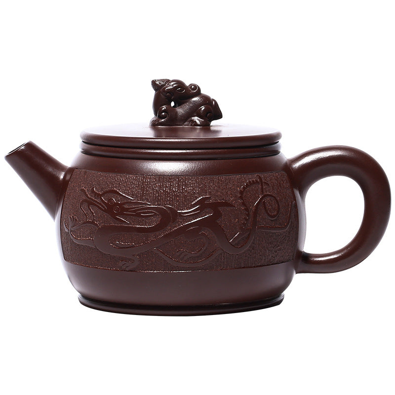 宜興Buddha Stonesハンドメイド ブラウン ドラゴン パープル クレイ カンフー ティーポット 240ml