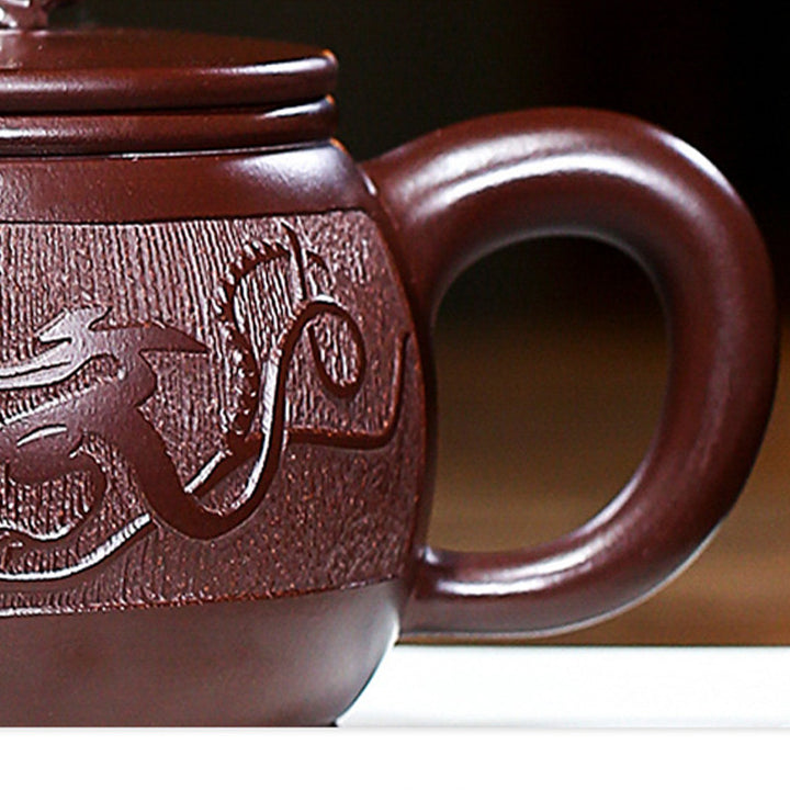 宜興Buddha Stonesハンドメイド ブラウン ドラゴン パープル クレイ カンフー ティーポット 240ml
