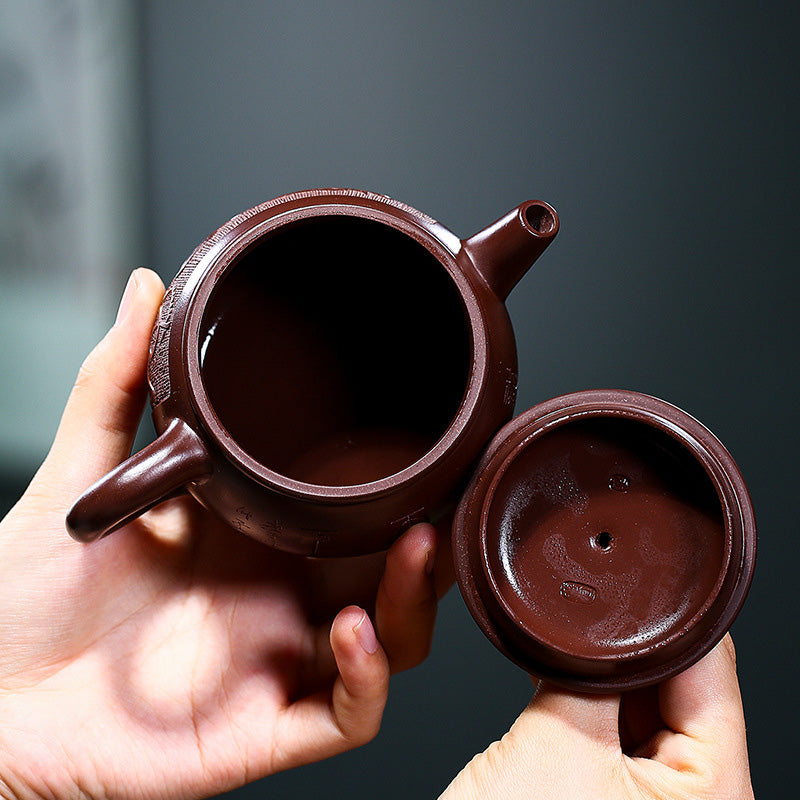 宜興Buddha Stonesハンドメイド ブラウン ドラゴン パープル クレイ カンフー ティーポット 240ml