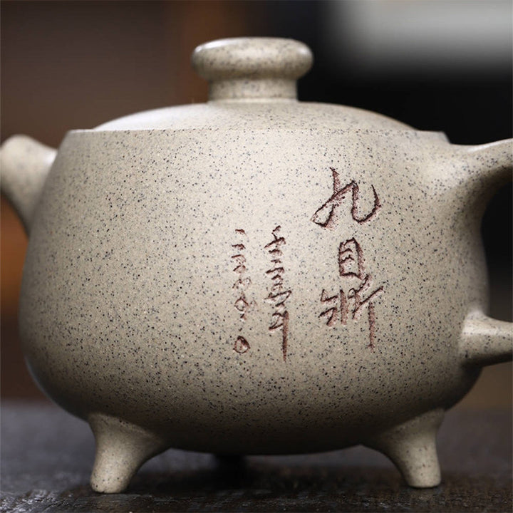 Buddha Stones宜興半手作りベージュ紫粘土カンフーティーポット200ml
