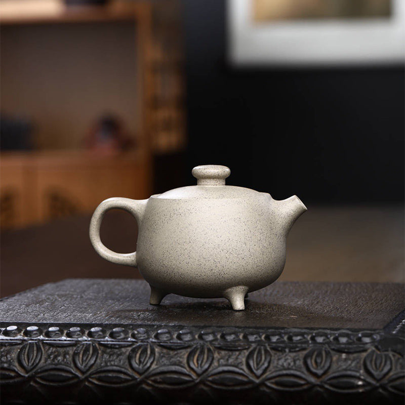 Buddha Stones宜興半手作りベージュ紫粘土カンフーティーポット200ml