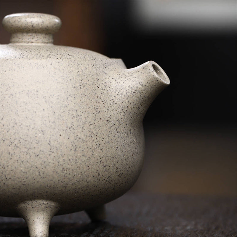 Buddha Stones宜興半手作りベージュ紫粘土カンフーティーポット200ml