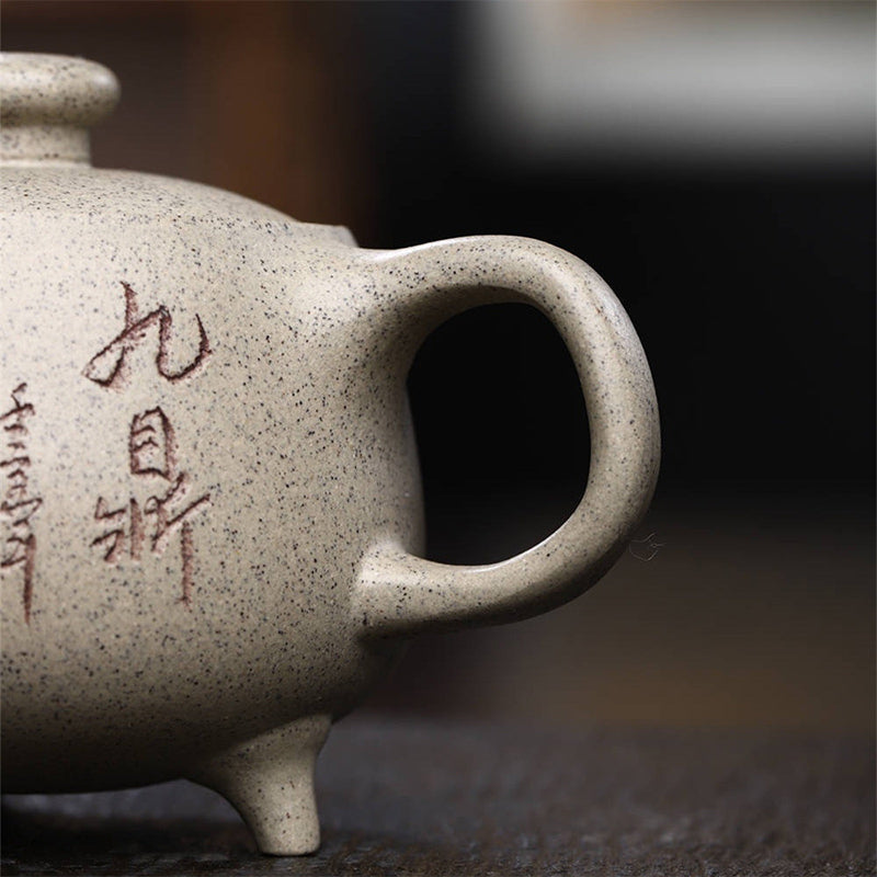 Buddha Stones宜興半手作りベージュ紫粘土カンフーティーポット200ml