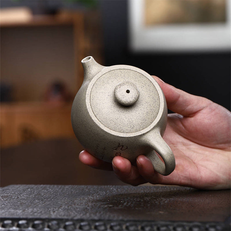 Buddha Stones宜興半手作りベージュ紫粘土カンフーティーポット200ml
