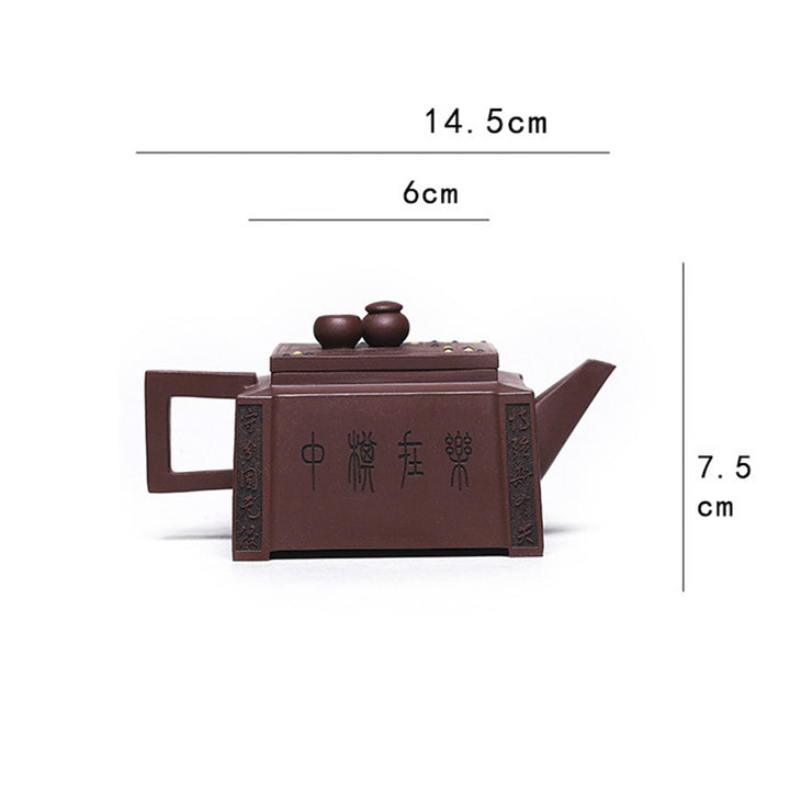 宜興Buddha Stonesオールハンドメイド 五目並べ チェス 紫粘土 カンフー スクエアティーポット 280ml