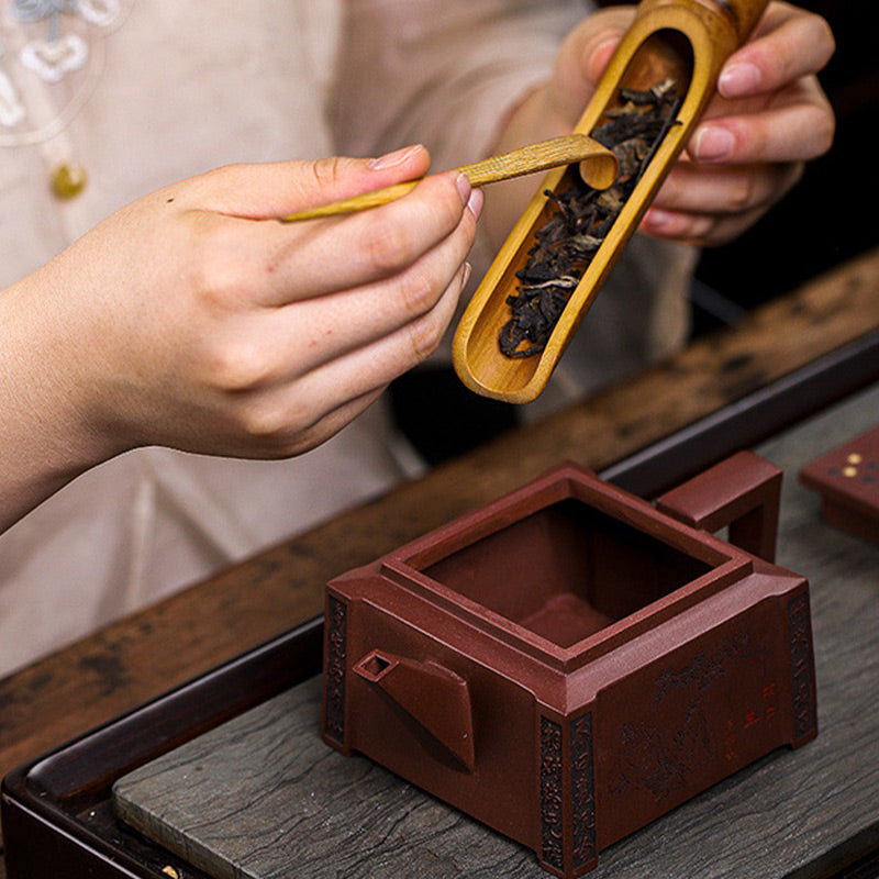 宜興Buddha Stonesオールハンドメイド 五目並べ チェス 紫粘土 カンフー スクエアティーポット 280ml