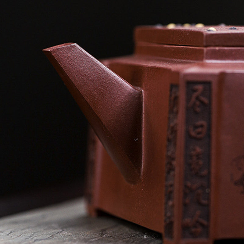 宜興Buddha Stonesオールハンドメイド 五目並べ チェス 紫粘土 カンフー スクエアティーポット 280ml