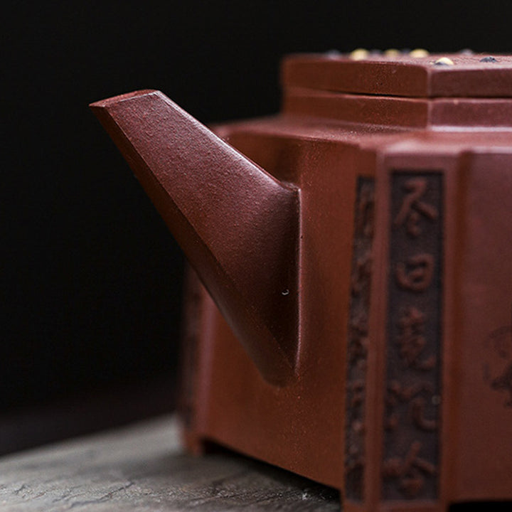 宜興Buddha Stonesオールハンドメイド 五目並べ チェス 紫粘土 カンフー スクエアティーポット 280ml