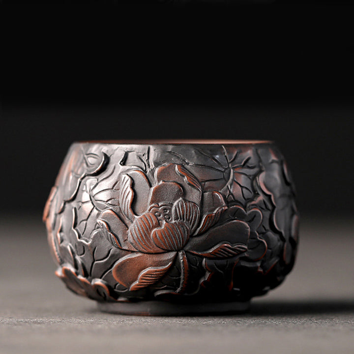 Buddha Stones、蓮の葉、花、風景、龍、竹、陶器、ティーカップ、カンフーティーカップ、ボウル