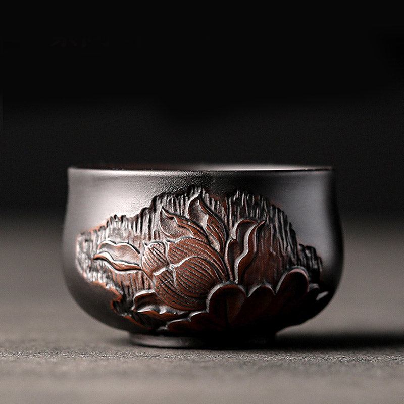 Buddha Stones、蓮の葉、花、風景、龍、竹、陶器、ティーカップ、カンフーティーカップ、ボウル