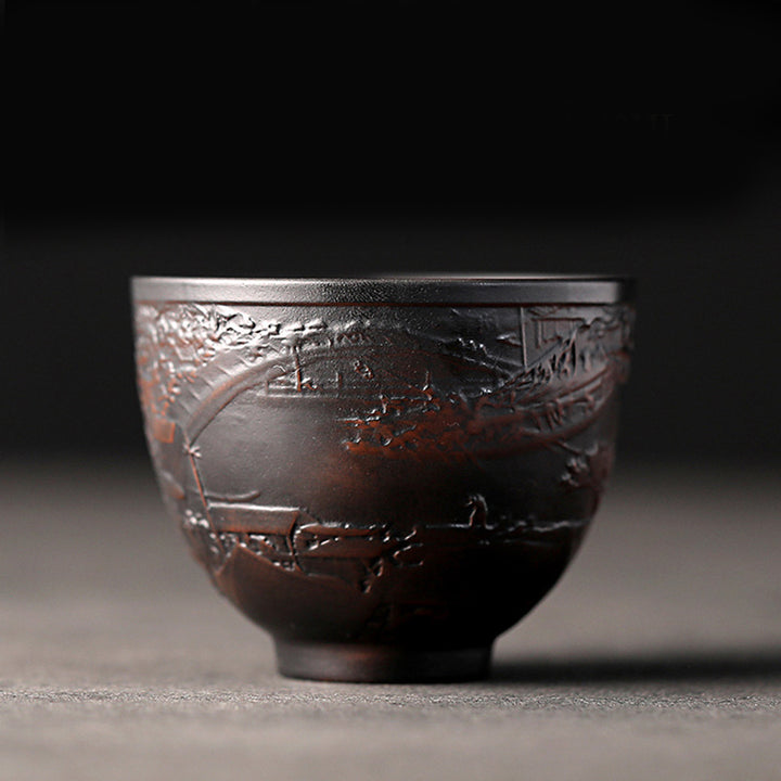 Buddha Stones、蓮の葉、花、風景、龍、竹、陶器、ティーカップ、カンフーティーカップ、ボウル