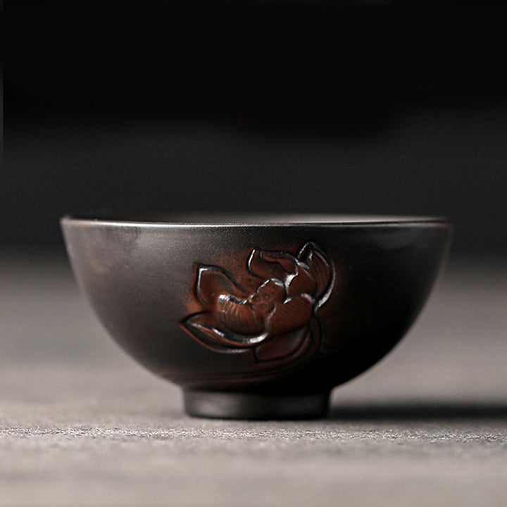 Buddha Stones、蓮の葉、花、風景、龍、竹、陶器、ティーカップ、カンフーティーカップ、ボウル