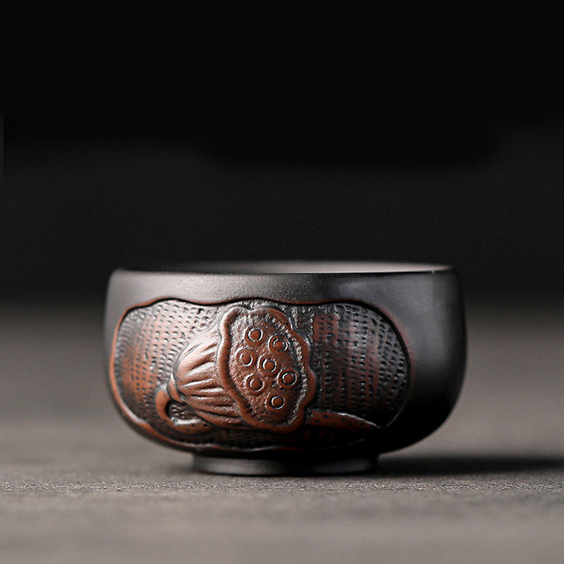 Buddha Stones、蓮の葉、花、風景、龍、竹、陶器、ティーカップ、カンフーティーカップ、ボウル