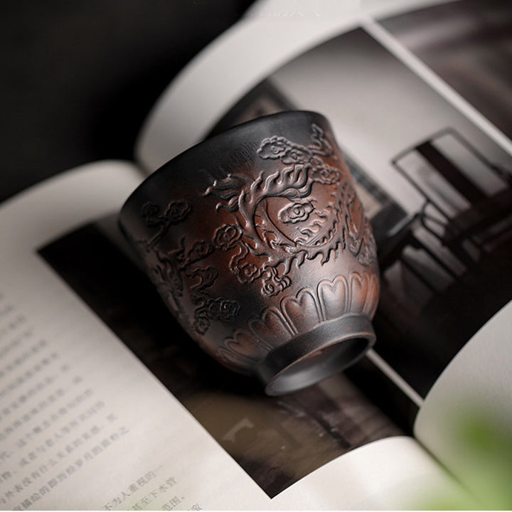 Buddha Stones、蓮の葉、花、風景、龍、竹、陶器、ティーカップ、カンフーティーカップ、ボウル