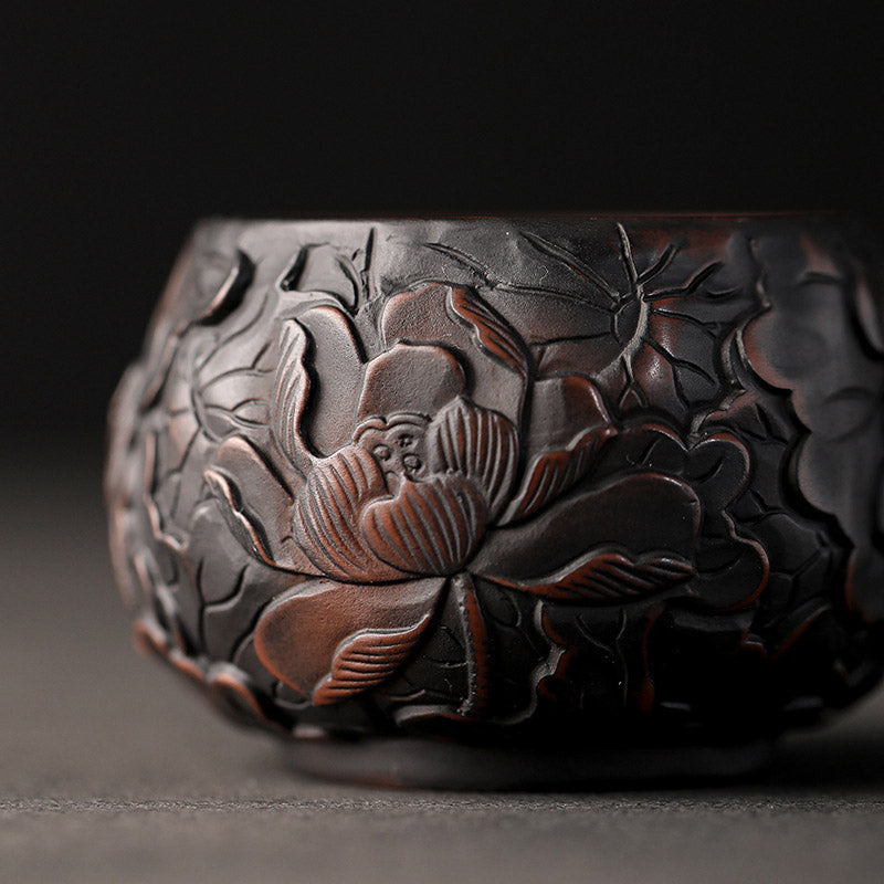Buddha Stones、蓮の葉、花、風景、龍、竹、陶器、ティーカップ、カンフーティーカップ、ボウル