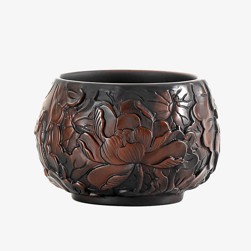Buddha Stones、蓮の葉、花、風景、龍、竹、陶器、ティーカップ、カンフーティーカップ、ボウル