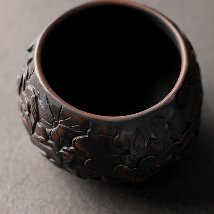 Buddha Stones、蓮の葉、花、風景、龍、竹、陶器、ティーカップ、カンフーティーカップ、ボウル