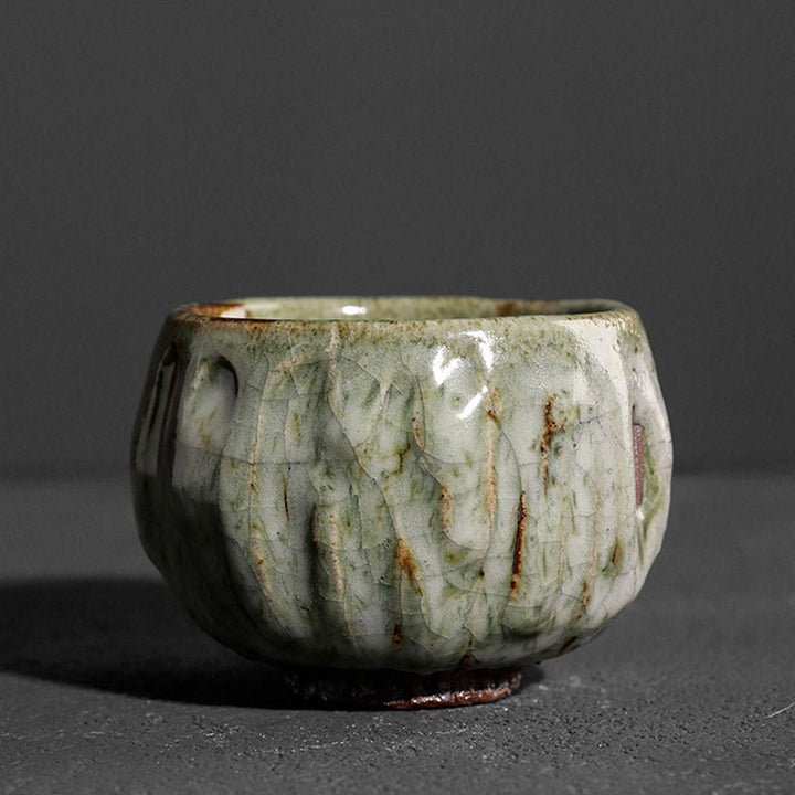 Buddha Stones手作りのシンプルなひび割れた氷の質感の中国Jianzhanセラミックティーカップカンフーティーカップ