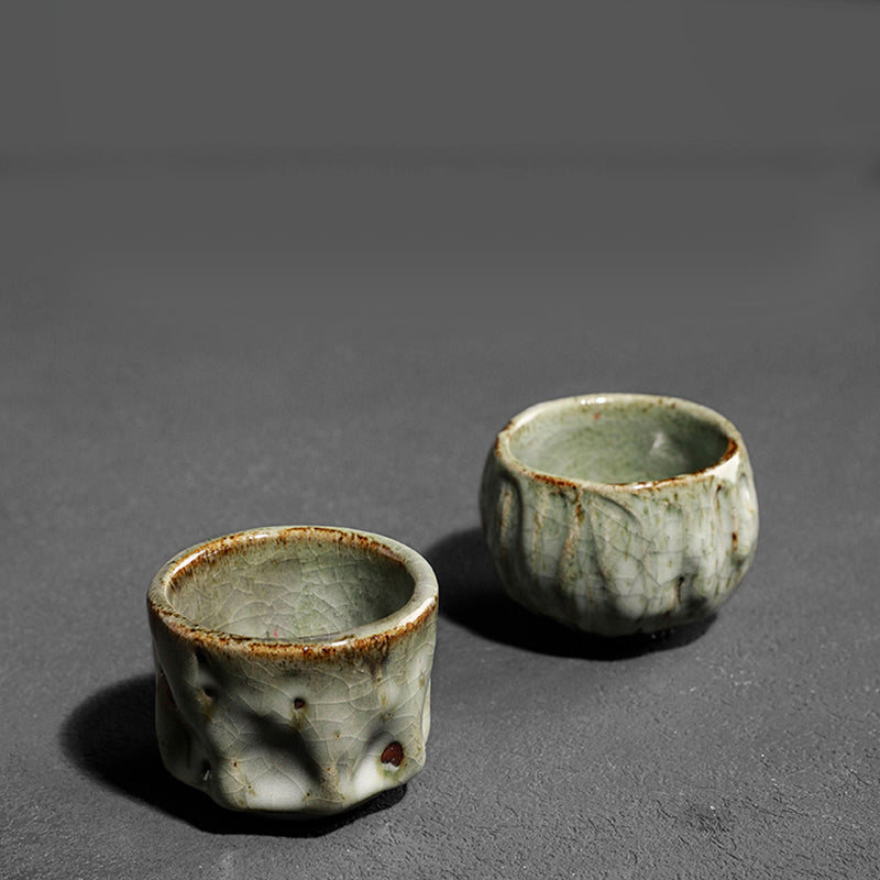 Buddha Stones手作りのシンプルなひび割れた氷の質感の中国Jianzhanセラミックティーカップカンフーティーカップ