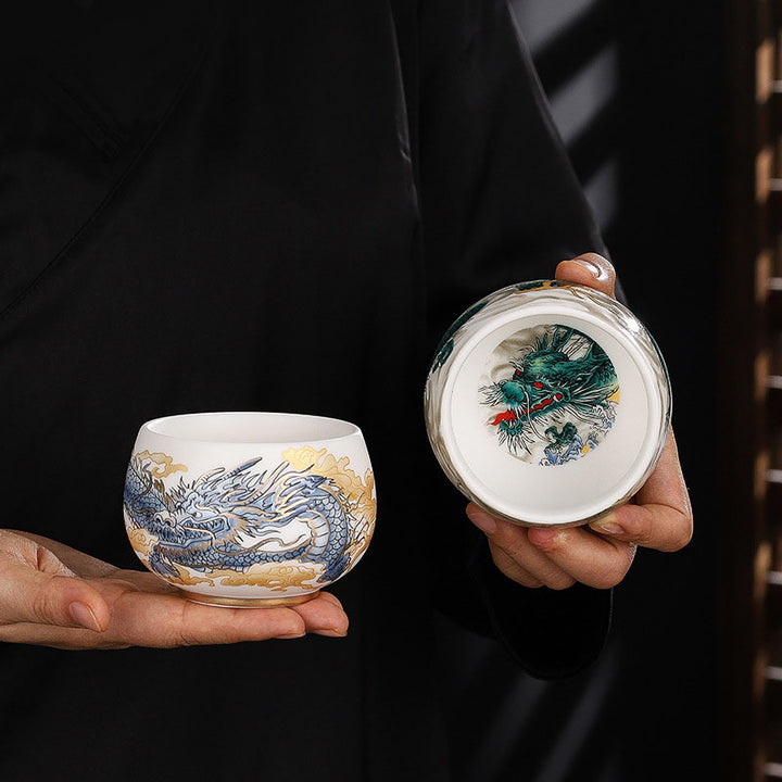 Buddha Stones蝉 竹 鹿 鶴 蓮 梅 花 陶器 ティーカップ カンフー ティーカップ ボウル 185ml