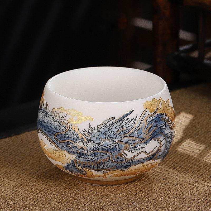 Buddha Stones蝉 竹 鹿 鶴 蓮 梅 花 陶器 ティーカップ カンフー ティーカップ ボウル 185ml