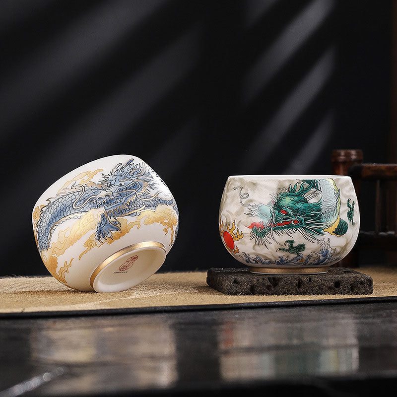Buddha Stones蝉 竹 鹿 鶴 蓮 梅 花 陶器 ティーカップ カンフー ティーカップ ボウル 185ml