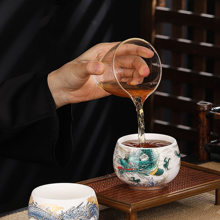Buddha Stones蝉 竹 鹿 鶴 蓮 梅 花 陶器 ティーカップ カンフー ティーカップ ボウル 185ml