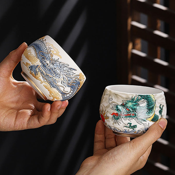 Buddha Stones蝉 竹 鹿 鶴 蓮 梅 花 陶器 ティーカップ カンフー ティーカップ ボウル 185ml