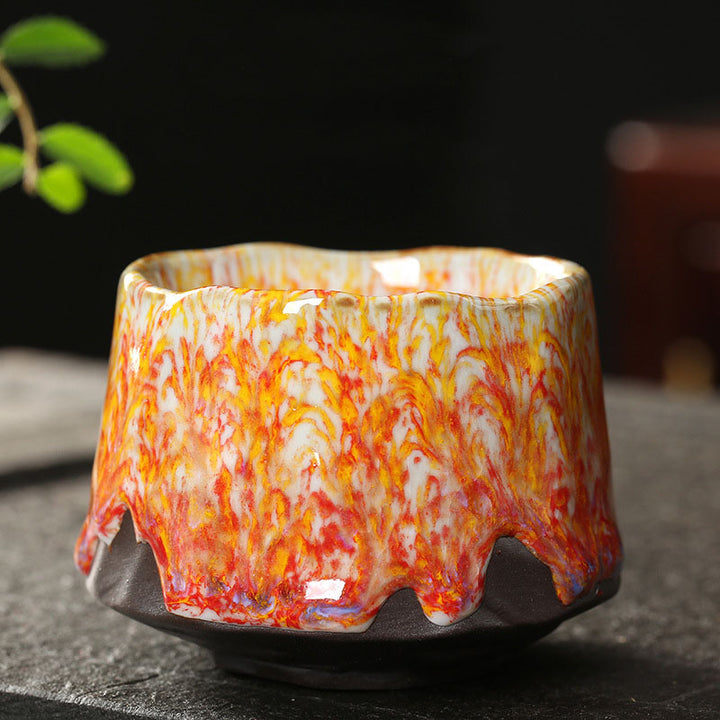 Buddha Stonesオレンジ 赤 緑 黄色 陶器 ティーカップ カンフー ティーカップ