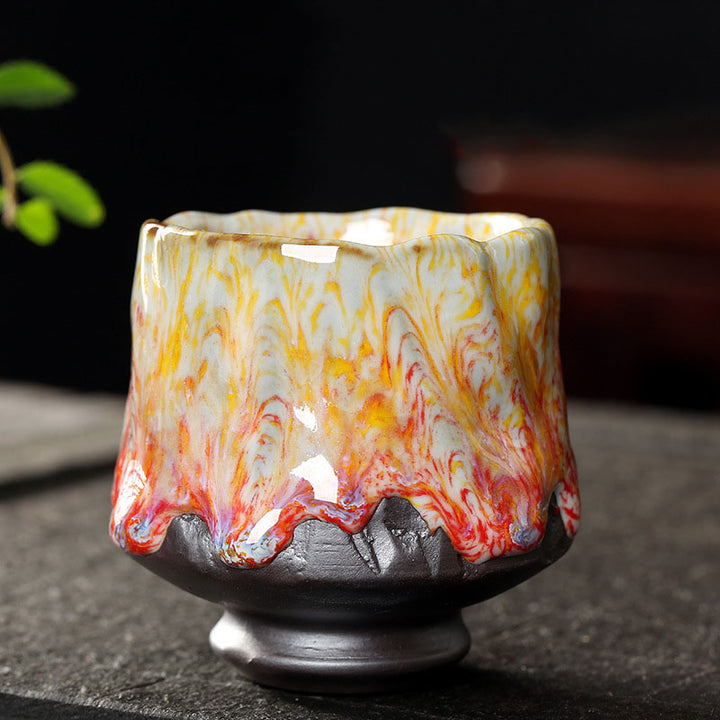 Buddha Stonesオレンジ 赤 緑 黄色 陶器 ティーカップ カンフー ティーカップ