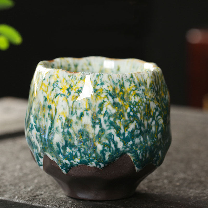 Buddha Stonesオレンジ 赤 緑 黄色 陶器 ティーカップ カンフー ティーカップ