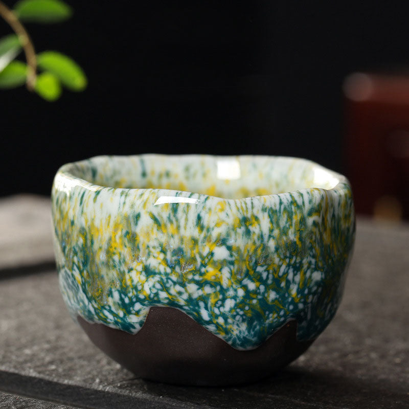 Buddha Stonesオレンジ 赤 緑 黄色 陶器 ティーカップ カンフー ティーカップ