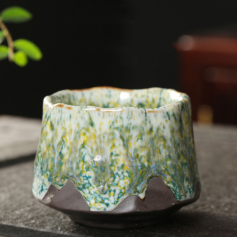 Buddha Stonesオレンジ 赤 緑 黄色 陶器 ティーカップ カンフー ティーカップ