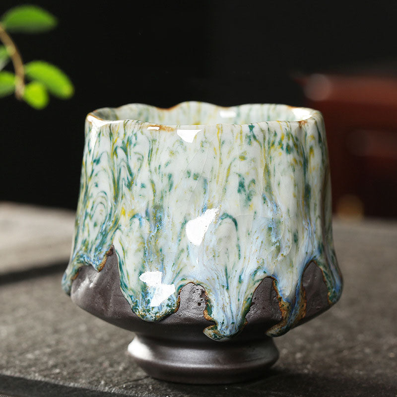 Buddha Stonesオレンジ 赤 緑 黄色 陶器 ティーカップ カンフー ティーカップ