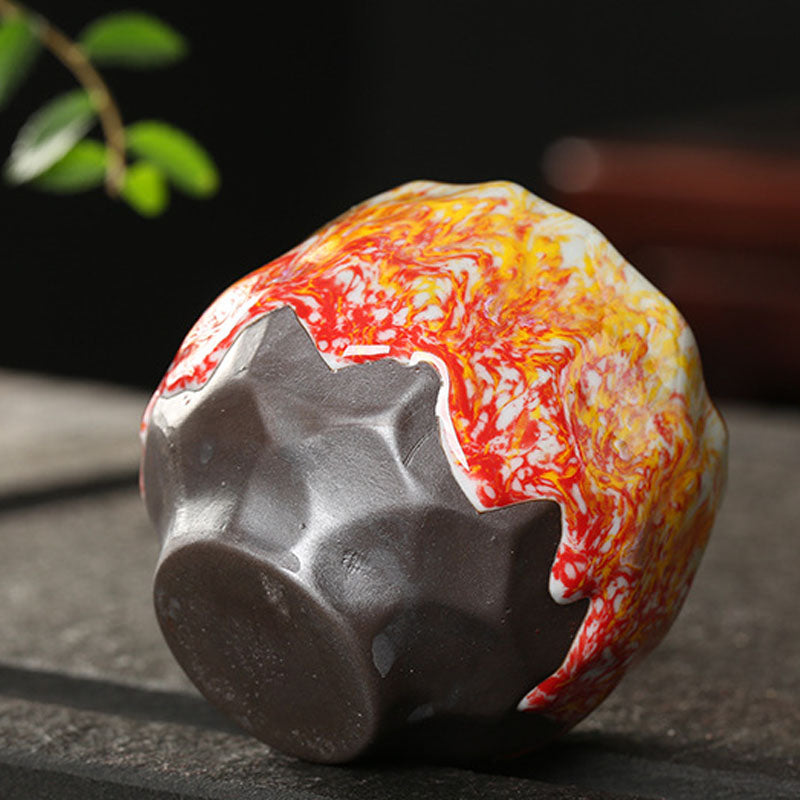 Buddha Stonesオレンジ 赤 緑 黄色 陶器 ティーカップ カンフー ティーカップ
