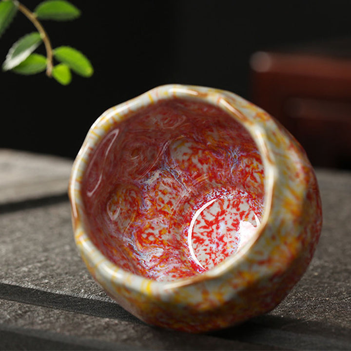 Buddha Stonesオレンジ 赤 緑 黄色 陶器 ティーカップ カンフー ティーカップ