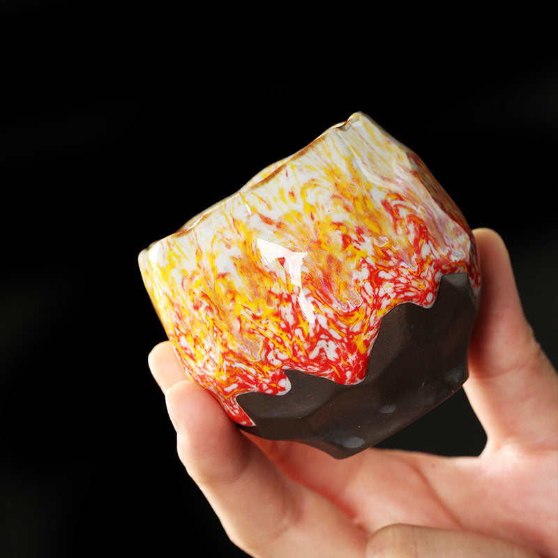 Buddha Stonesオレンジ 赤 緑 黄色 陶器 ティーカップ カンフー ティーカップ