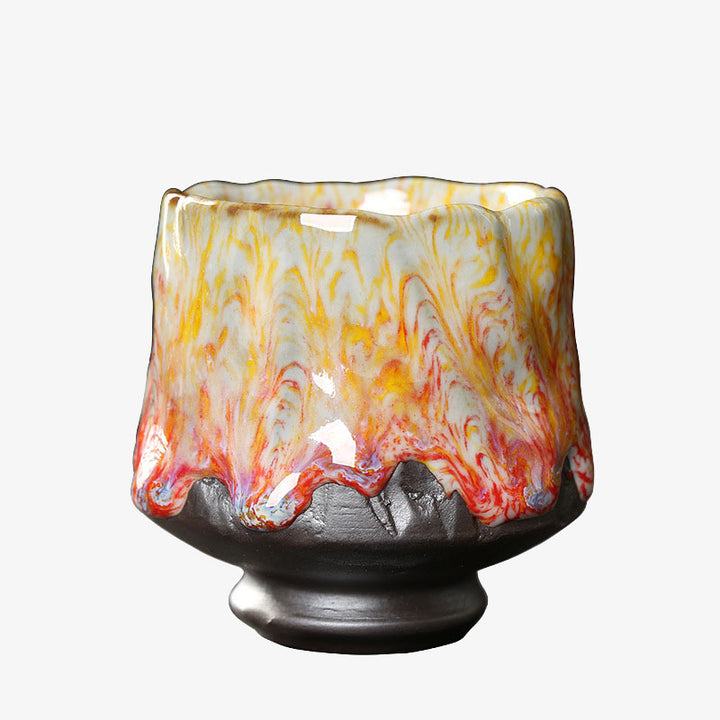 Buddha Stonesオレンジ 赤 緑 黄色 陶器 ティーカップ カンフー ティーカップ