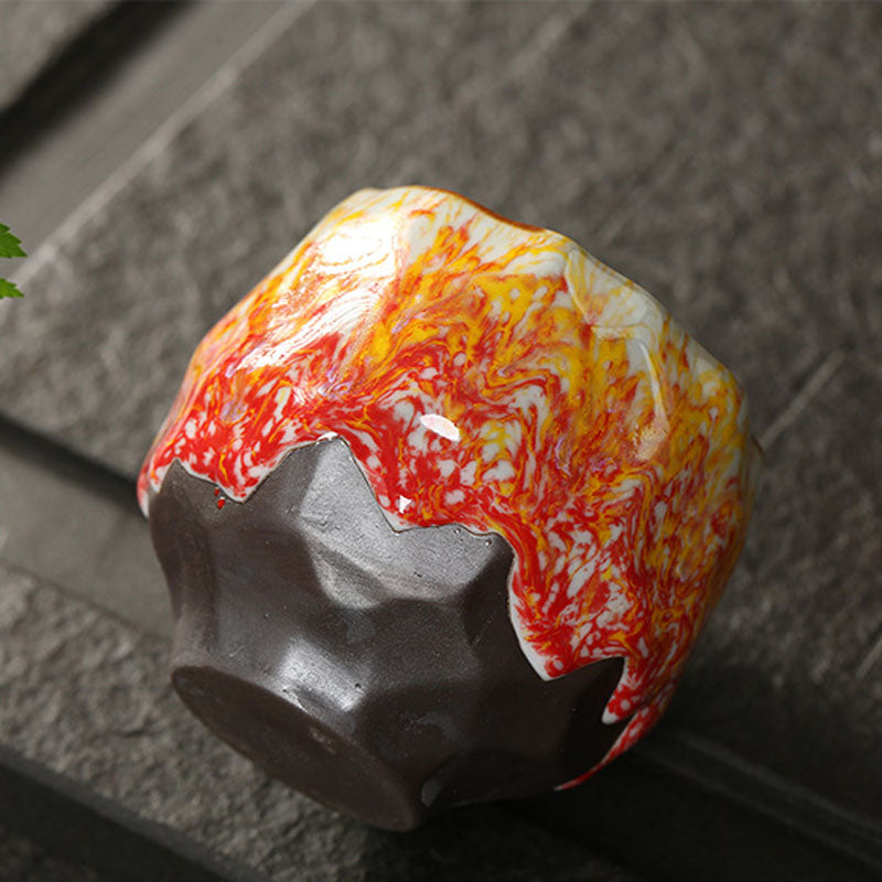 Buddha Stonesオレンジ 赤 緑 黄色 陶器 ティーカップ カンフー ティーカップ