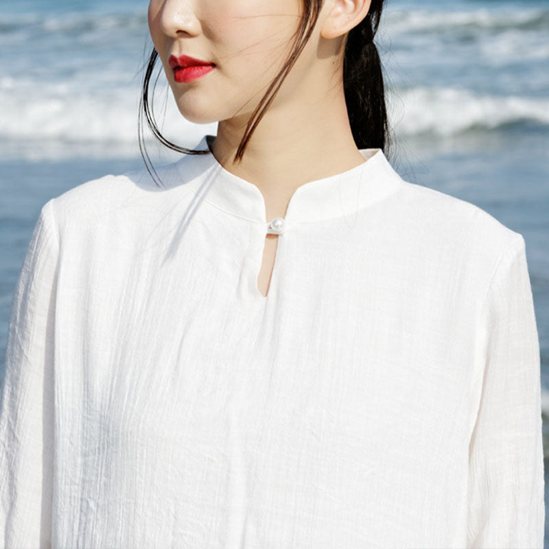 Buddha Stones2個セット ホワイト 太極拳 瞑想 ヨガ 禅 コットン リネン 衣類 トップス パンツ レディース セット - image 7