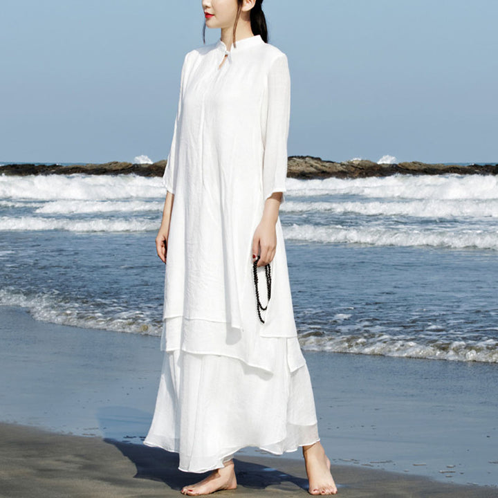 Buddha Stones2個セット ホワイト 太極拳 瞑想 ヨガ 禅 コットン リネン 衣類 トップス パンツ レディース セット - image 1